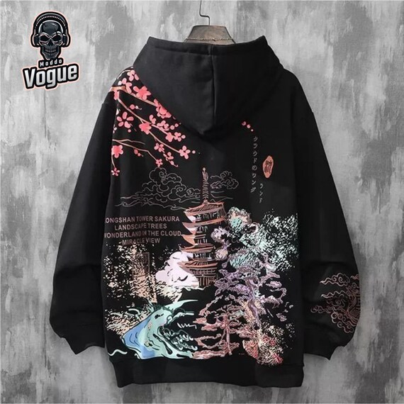 Japanese Art Hoodie, Harajuku Clothing, Japanese Streetwear, Streetwear Print Sweater