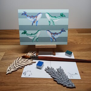 Carte postale baleines bleues