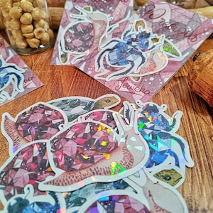 Set of 3 precious, waterproof and holographic animal stickers
