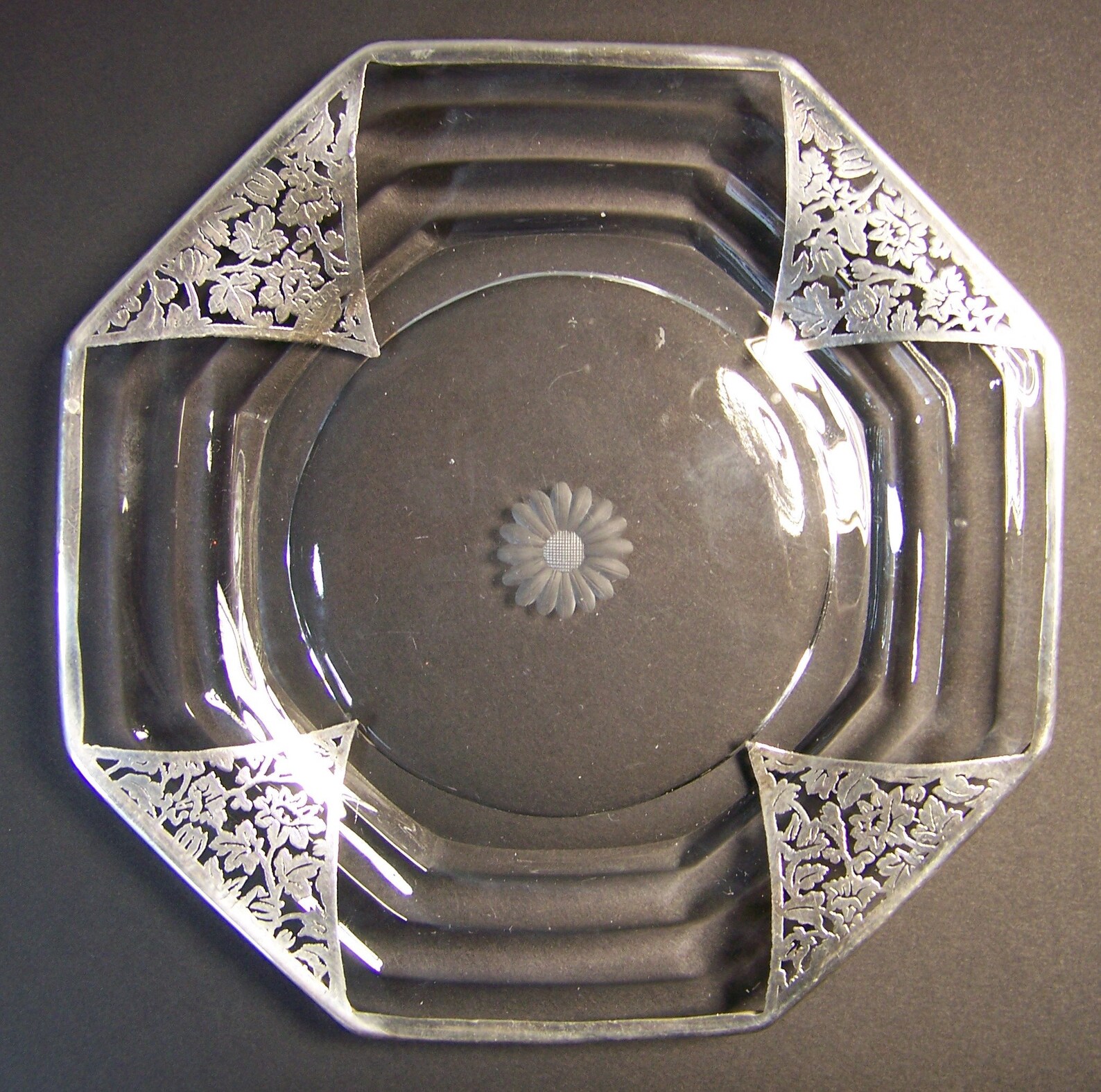 SterlingSilver Overlay Decorative Glass Plate 1930s etched Etsy