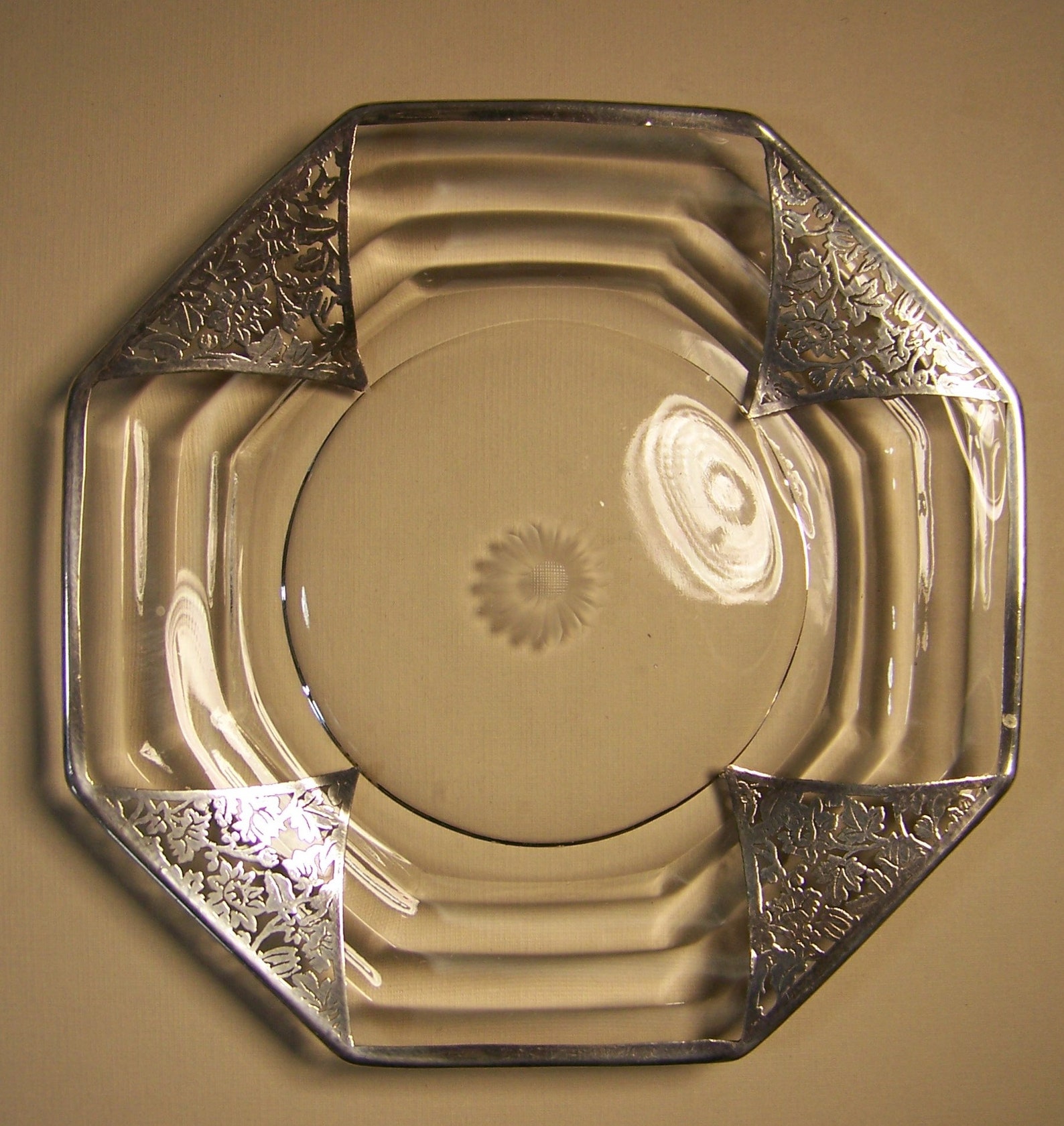 SterlingSilver Overlay Decorative Glass Plate 1930s etched Etsy