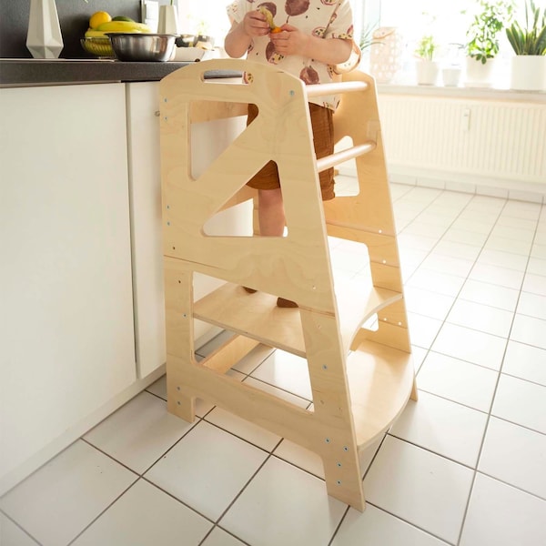 Lernturm Montessori, Küchenhelfer für Kinder aus Naturholz