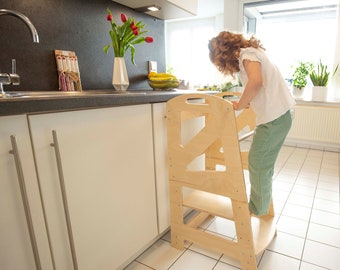 Lernturm Montessori, Küchenhelfer für Kinder aus Naturholz