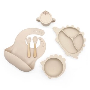 DINO Baby Kleinkind Komplett Fütterungsset 7tlg. Geschenkverpackung Beige