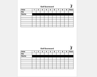 Golf Scorekarte: 9 Holes (Digitaler Download)