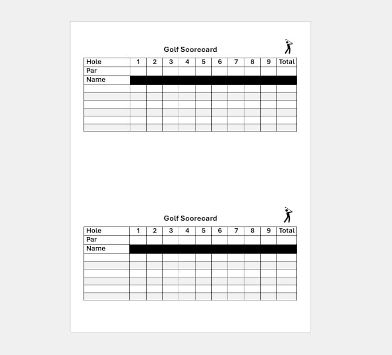 Printable Golf Scorecard / Downloadable Golf Scorecard / Golf Score