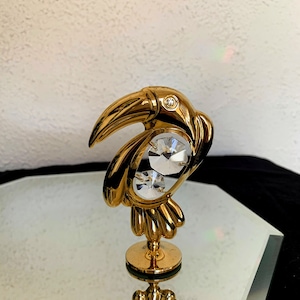 Toucan Austrian Crystal Mascot 24K Gold Plated Figurine