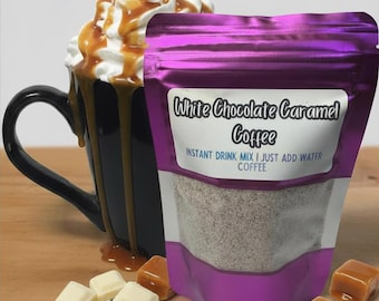 White Chocolate Caramel Coffee Mix, Gourmet Cafe Style Drink, Rich Creamy Beverage, Delicious Gift for Coffee Lovers - Just Add Water