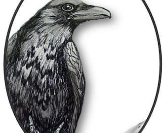 Watercolor Crow Card: Original Art, Suitable for Framing, with Sticker