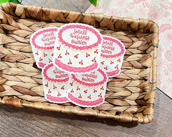 Retro Cake Small Business Owner Sticker - Autocollant de bouteille d’eau pour ordinateur portable - Autocollant résistant aux intempéries - Small Biz Owner Merch - Small Biz Owner