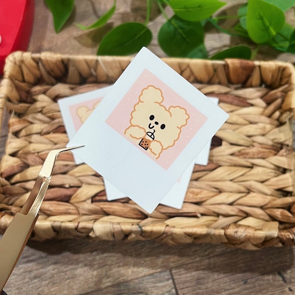 Retro Cute Boba Bear Polaroid Sticker - Laptop Sticker - Water Bottle Sticker - Weatherproof Sticker - Cute Sticker - Boba Sticker