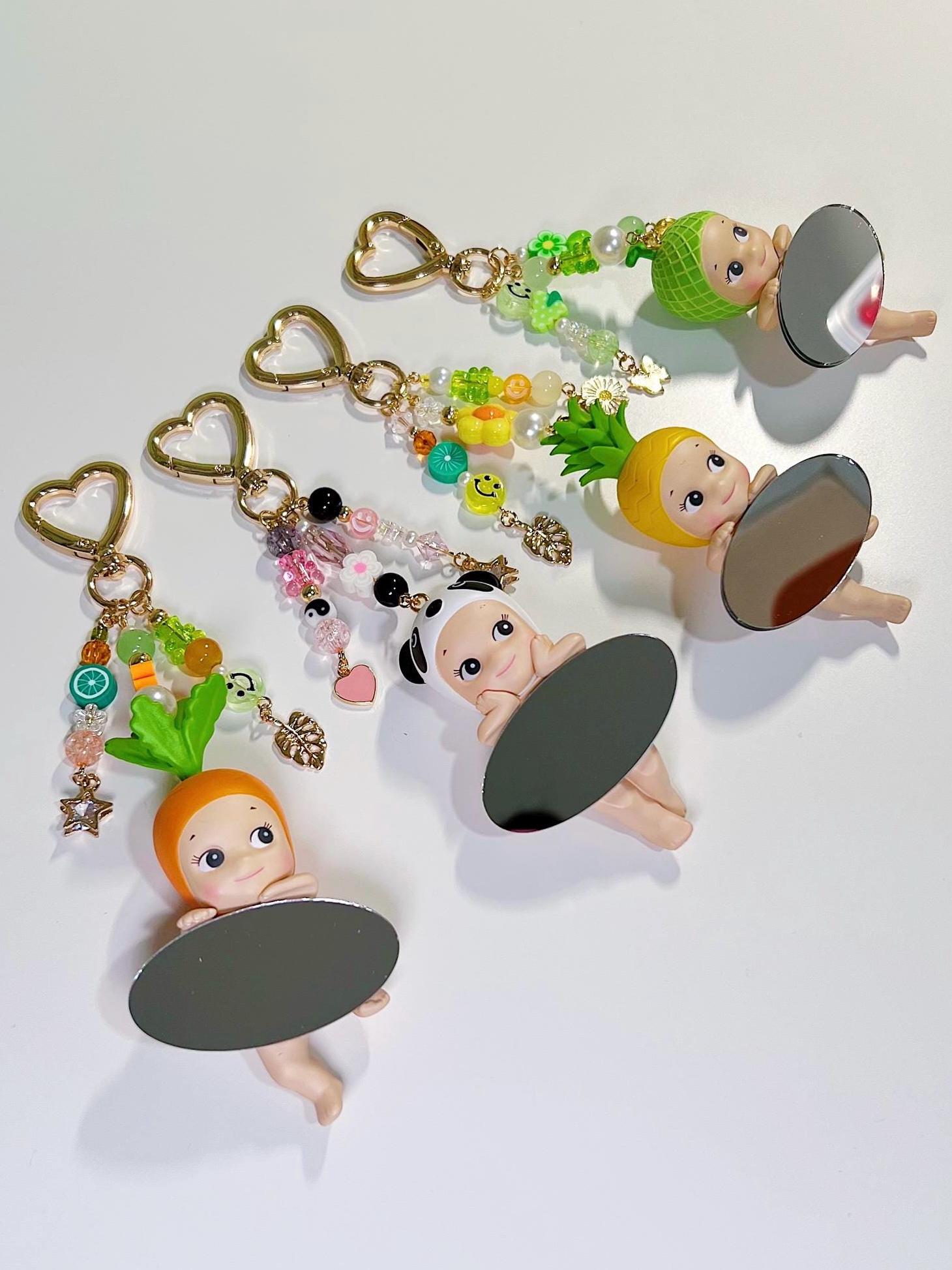 ソニーエンジェル ミラー付きキーチェーン - 財布チャーム - ソニーエンジェル ビーズキーチェーン - 本物のソニーエンジェル - ビーズキーチェーン - チャームキーチェーン