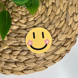 Cute Smiley Face Floral Sticker - Laptop Water Bottle Journal Sticker - Waterproof Sticker - Stickers for Hydroflask - Happy Sticker - Smile