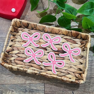 Retro Groovy Pink Bow Sticker - Laptop Sticker - Water Bottle Sticker - Weatherproof Sticker - Cute Sticker - Bow Aesthetic - Pink Bow