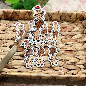 Christmas Gingerbread Men Sticker - Christmas Sticker - Laptop Water Bottle Sticker - Weatherproof Sticker - Gingerbread Men Decor