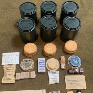 Experience WWII - Completely Edible Three Meal Late War C Ration Set - Full Day Reusable Supply