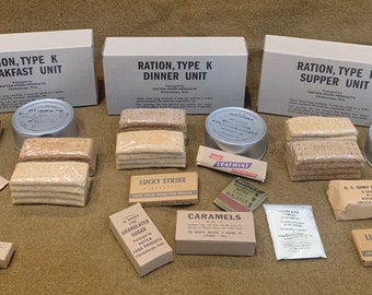 WWII US Army Mid War K Ration and Contents - Complete and Edible - Experience What Soldiers Ate During WW2