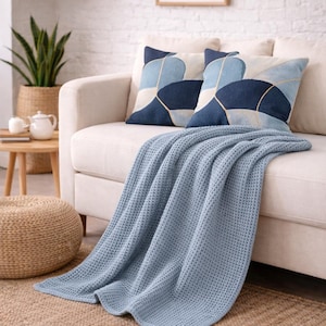 Manta de algodón orgánico con textura de gofre: ropa de cama ligera y transpirable