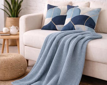 Manta de algodón orgánico con textura de gofre: ropa de cama ligera y transpirable