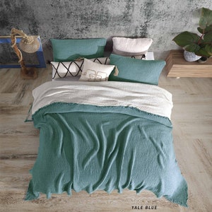 Cotton Oversized Throw Blanket, Queen Custom Size Blanket, Soft Muslin Bedspread, Cotton King Bedspread, Gauze Coverlet