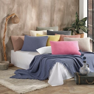 Custom Size Crinkle King Gauze Bed Cover OEKO TEX Gray Cotton