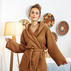 Organic Cotton Unisex Waffle Robe Pure Cotton Bathrobe Waffle