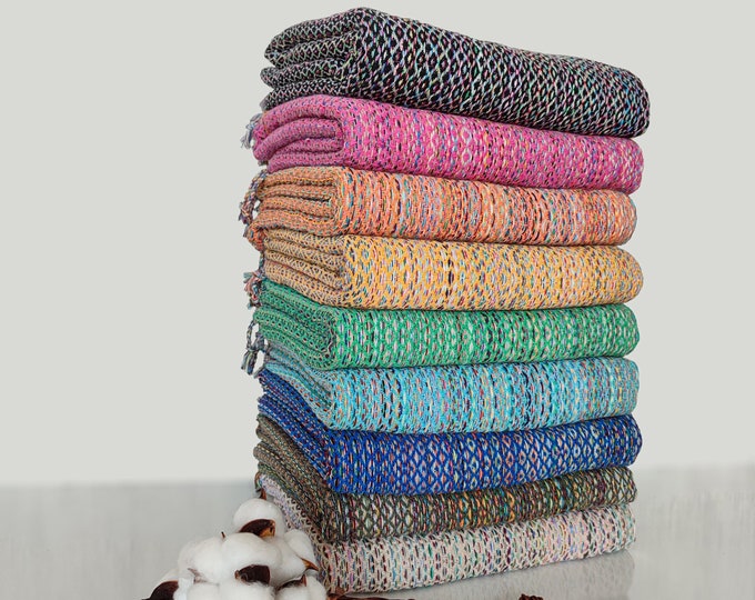 Organic Cotton Turkish Towel: Bohemian Multi-Colored Bath & Beach Towel