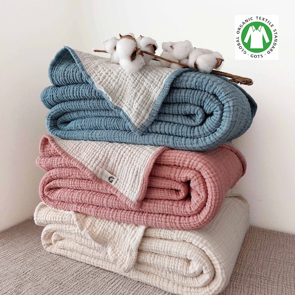 Soft King 4 Layer Gauze Custom Size Muslin Bedcover, OEKO-TEX Certified Bedspread, Organic Cotton Throw Blanket, Twin,-Toddler, Baby Blanket