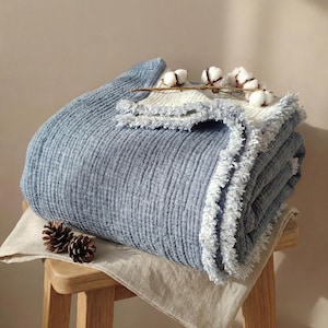 Organic Turkish Cotton Gauze Quilted Blanket: Dual Color Muslin Comforter