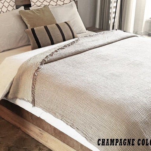 Muslin Cotton Blanket Queen Bedspread 4 Layers Gauze Etsy Canada