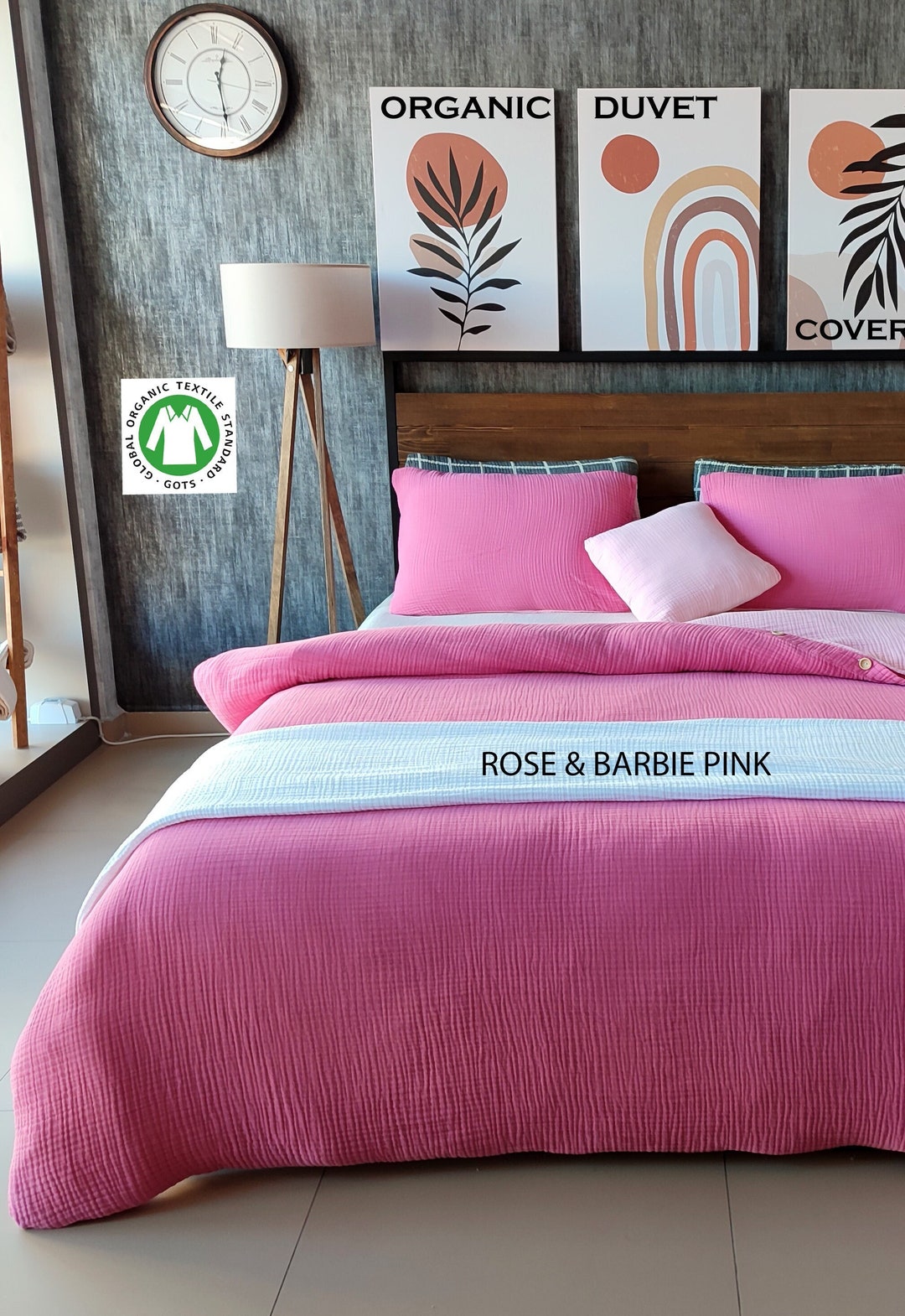 Dual Color Organic Muslin Duvet Cover Set,4 Layer Gauze Set, Duvet