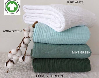 Organic %100 Pure Cotton 4 Layer Gauze ,Muslin Throw Blankets and Pillowcases, Available for Adults, Teenagers, Kids and babies