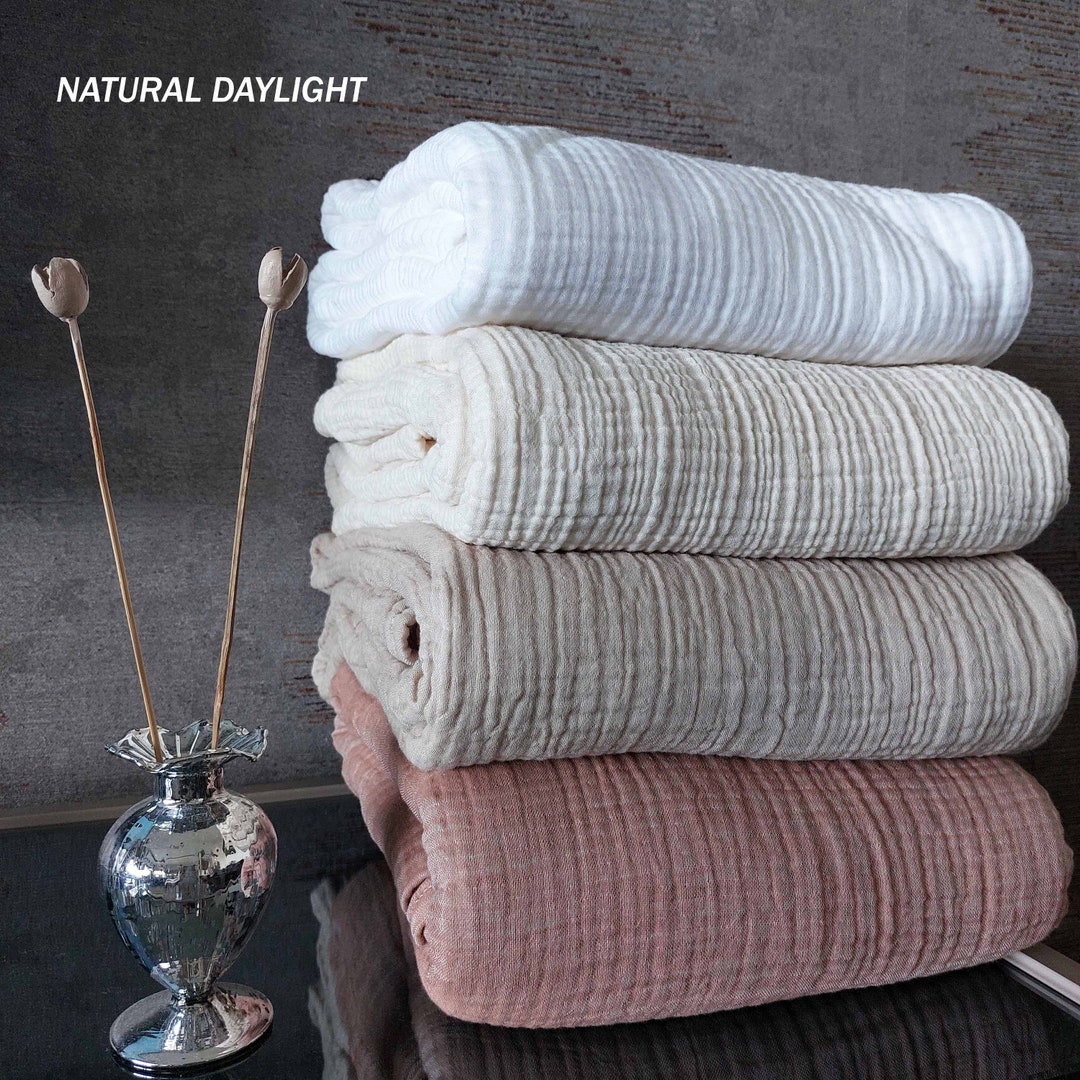 Soft Muted Colored 4 Layers Gauze,muslin Bedcover, Bedspread, Organic