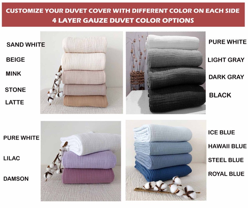 Organic Muslin Duvet Cover Set, Customized 4 Layer Gauze Set, Gauze Duvet Cover, Toddler, Adult Oversize Duvet Cover, Available With Zipper image 9