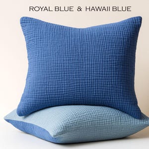 Personalized Organic Muslin Pillowcase 4 Layer Dual Color Gauze, Custom Name Embroidery, Choose Any Two Colors and Any Size