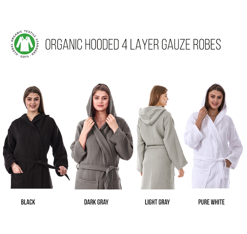 Multilayer Robe Organic Cotton Customizable 4 Layer Gauze Robe: Muslin Loungewear ...