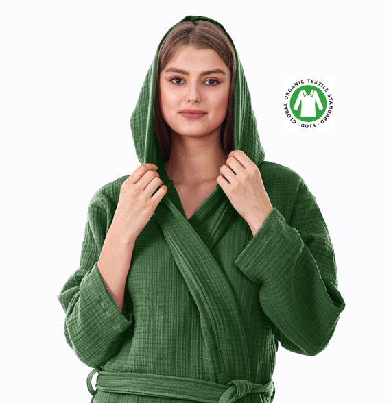 Unisex Organic 4 Layer Gauze Hooded Robe Cotton Muslin Robe