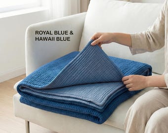 8 Layer Organic Muslin Blanket • Pick Two Colors • Choose Your Size • Baby to California King • Custom Sizes Accepted