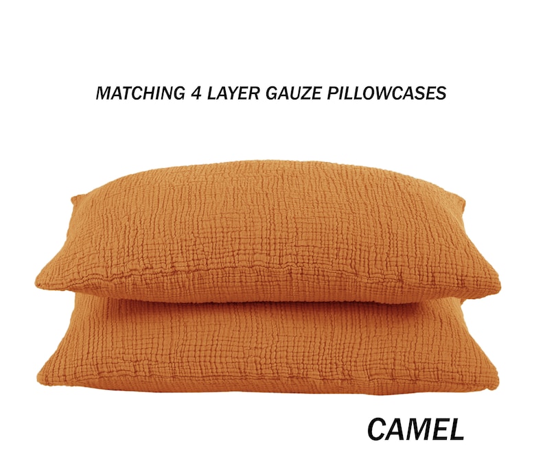 Camel Color Pure Cotton 4 Layer Gauze, 4 Seasons Throw, California King, Queen, Twin, Toddler,Gauze Blanket, Adult Oversized Cotton Throw image 7