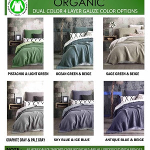Soft King Dual Color, 4 und 8-lagige Musselin-Bettdecke aus Musselin-Baumwolle, OEKO-TEX-zertifiziert, Decke aus Bio-Baumwolle mit und ohne Fransen Bild 5