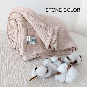 Organic %100 Pure Cotton 4 Layer Soft Lightweight Gauze Throw Blankets and Pillowcases, Available for Adults, Teenagers, Kids and babies image 5