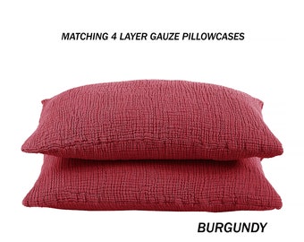 Burgundy Color Pure Cotton 4 Layer Gauze 4 Seasons Throw