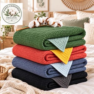 Manta de muselina de algodón orgánico de 8 capas para invierno – Colcha de gasa acogedora de dos colores, manta suave extragrande – Desde bebé hasta California King