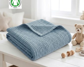 4 Layer Muslin Throw Blanket – Ultra Soft Organic Cotton Gauze, Lightweight Blankets, Baby to King Sizes, Breathable Sofa Bed Cover