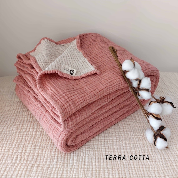 オーガニックコットンモスリンベッドスプレッド：ソフトキングサイズ4