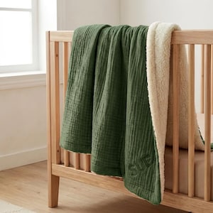 Musselin und Fleece doppelseitige Decke - Ganzjährig weiche, weiche Gaze-Baumwolle, Baby bis King Size, leichter, atmungsaktiver Bett- und Sofaüberzug Light Gray & Cream