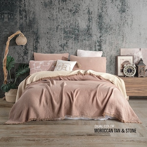 Soft King Dual Color, 4 und 8-lagige Musselin-Bettdecke aus Musselin-Baumwolle, OEKO-TEX-zertifiziert, Decke aus Bio-Baumwolle mit und ohne Fransen Bild 7