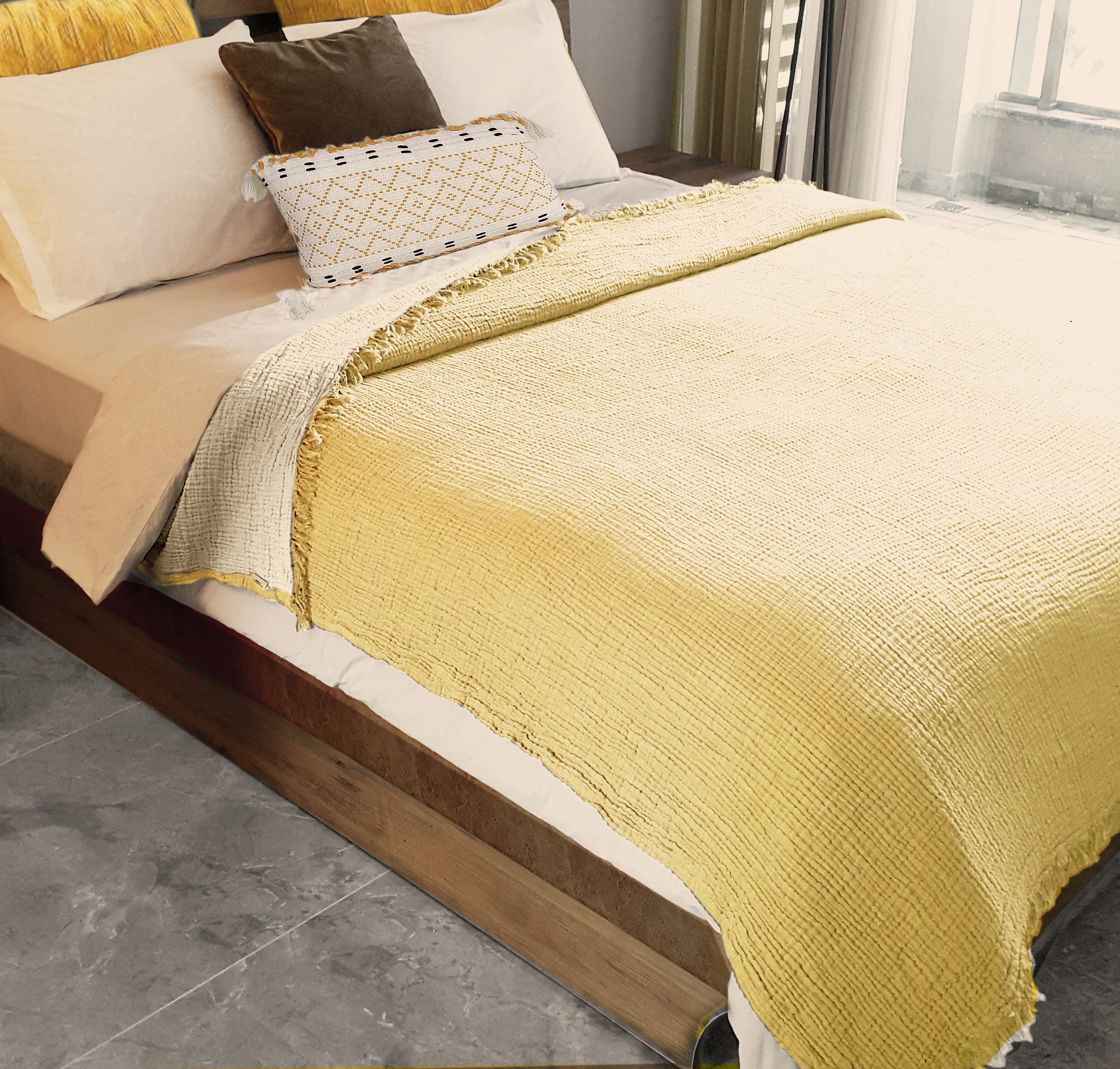 Lemon Yellow Adult Gauze Summer Muslin Throw Blanket King Etsy