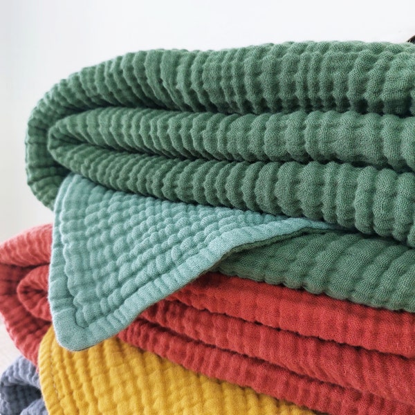 Zweifarbiger 8-Schicht-Musselin, Gaze Decke, Benutzerdefinierte Größe aus reiner Baumwolle und benutzerdefinierte farbige weiche Decke für Baby, Kleinkind, Teenager und Erwachsene