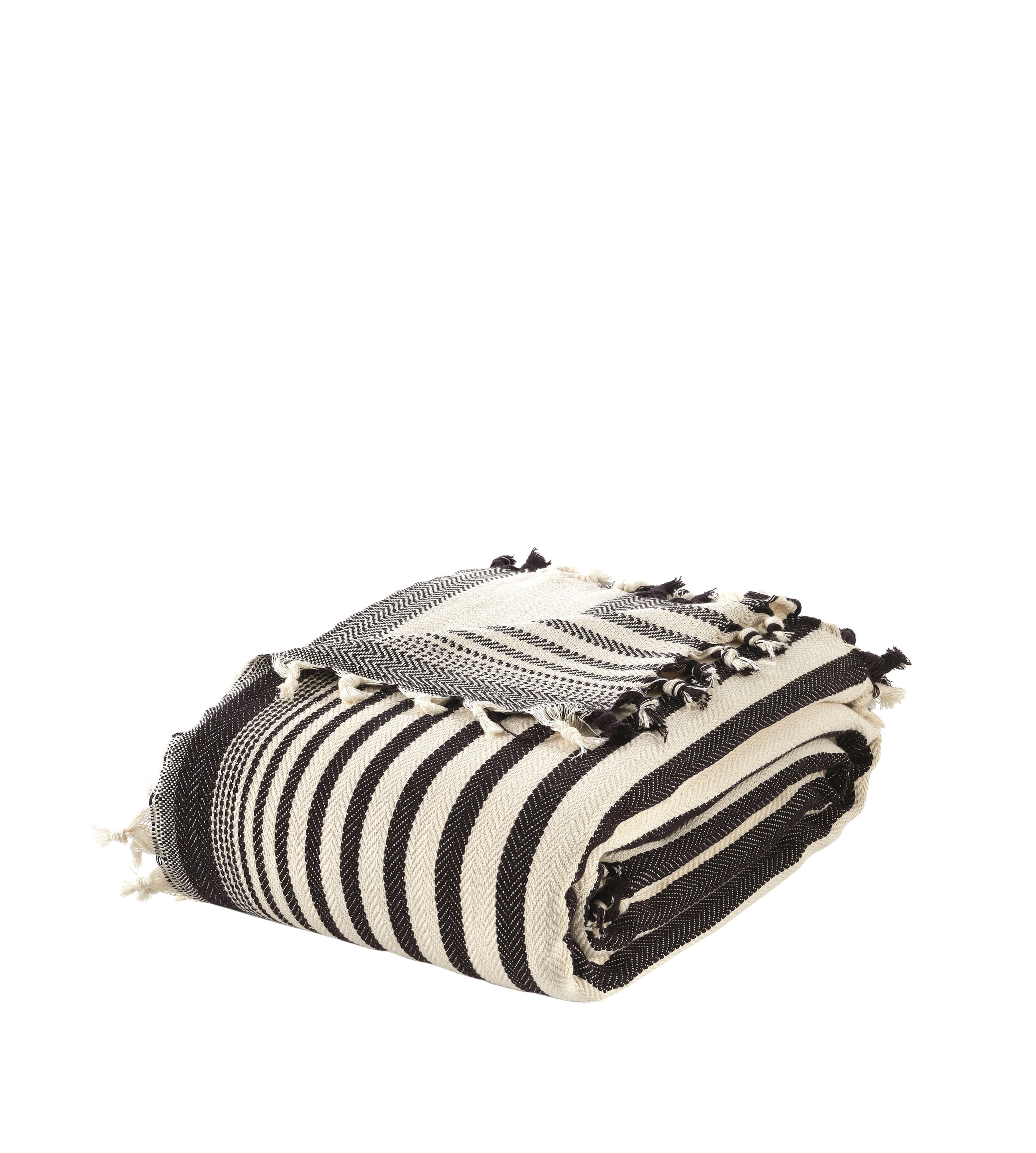 Cotton Throw, Boho Bedspread, Black and Cream Home Decor, Organic Handmade Queen Size Blanket